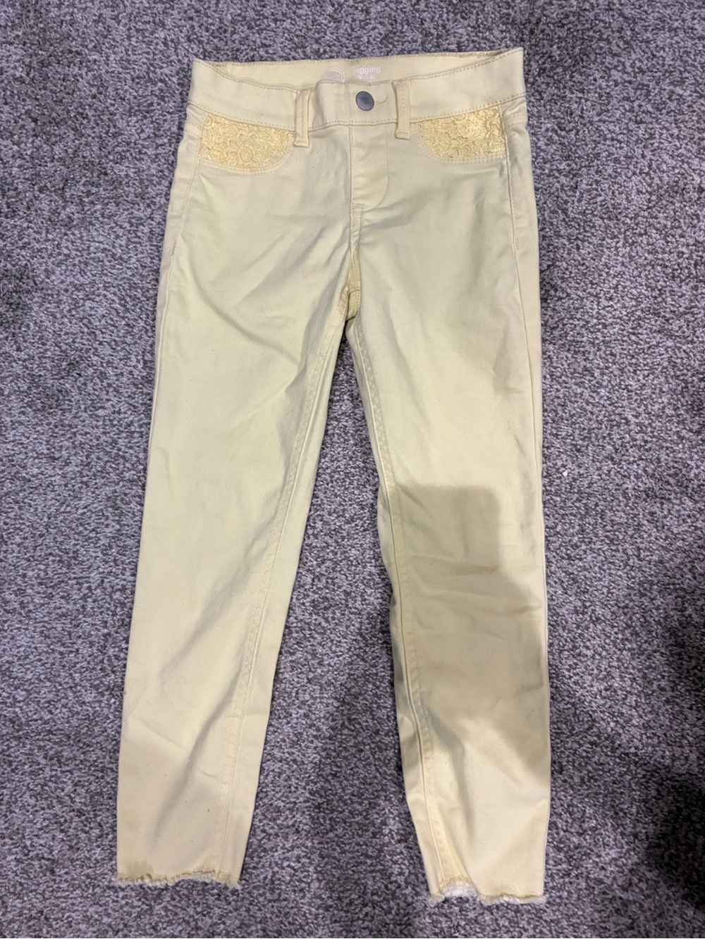 Yellow Lace-Trim Girl’s Jeggings